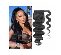 Naturale Extension for coda di cavallo con capelli umani ondulati e ricci, con chiusura a spirale intorno ai capelli Remy, for donne Aspetto perfetto(22inches)