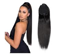 Naturale Extension for coda di cavallo liscia con coulisse e clip for capelli umani, for donne Aspetto perfetto(16inches)