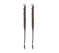 Naturale Extension for coda di cavallo lunga intrecciata con elastico for capelli, 2 pezzi, extension for capelli sintetici intrecciati a spina di pesce Aspetto perfetto(Dark Brown,24inches)