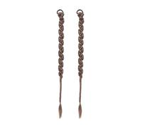 Naturale Extension for coda di cavallo lunga intrecciata con elastico for capelli, 2 pezzi, extension for capelli sintetici intrecciati a spina di pesce Aspetto perfetto(Light Brown,28inches)