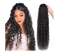 Naturale Extension for coda di cavallo riccia con clip e coulisse, parrucca con capelli umani, coda di cavallo lunga e profonda con onde d'acqua Aspetto perfetto(26inches)