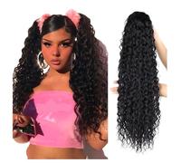 Naturale Extension ricce con coulisse e onde profonde, coda di cavallo brasiliana con capelli umani Aspetto perfetto(16inches)