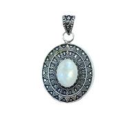 Naturale Fuoco Blu Pietra Di Luna Pietra Preziosa Ciondolo Per Donne E Uomini, Placcato Argento Autentici Fatti A Mano Gioielli Di Moda Tribale Etnico Progettista Collana Ciondolo Per Festa