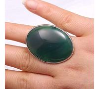 Naturale Grande Anello in Onice Verde Scuro Cristallo Esagerato Ovale Anello Regolabile da Donna Anelli Aperti in Pietra Reiki Equilibrio alla Caviglia Anelli Anello Eterno per Donna Ragazza Uomo 30