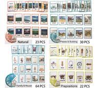 Naturale/Luoghi e edificio/Famiglia e casa/Preposizioni Card Flash Flash Apprendimento Montessri Toys Cards Card Copicino per bambini