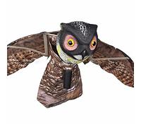 Naturale nemico spaventapasseri deterrente per uccelli gufo Cornuto Decoy Pest con Moving Wings realistico uccello Scare - plastica - Spray repellente piccioni, corvi, passeri, Gulls, roditori