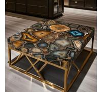 Naturale Selvatico Agata Caffè Tavolo, 24 " Multi-Pietra Handmade da Arredo Casa