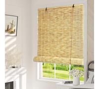 Naturale Tenda a Rullo Bamboo Impermeabili Tessute Mano Tapparelle in Reed Privacy Protezione Solare Cortina Di Canna Retrò Traspiranti Della Partizione per Interni/Esterni/Giardino/Finestra(Primary W