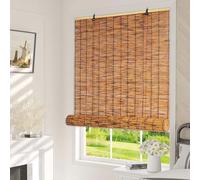 Naturale Tenda a Rullo Bamboo Impermeabili Tessute Mano Tapparelle in Reed Privacy Protezione Solare Cortina Di Canna Retrò Traspiranti Della Partizione per Interni/Esterni/Giardino/Finestra(Carbonize