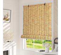 Naturale Tenda a Rullo Bamboo Impermeabili Tessute Mano Tapparelle in Reed Privacy Protezione Solare Cortina Di Canna Retrò Traspiranti Della Partizione per Interni/Esterni/Giardino/Finestra(Primary B