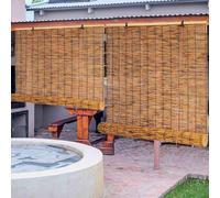 Naturale Tenda a Rullo in Bambù per Esterno Interni Tapparella Avvolgibile Bamboo Cortina Di Bambù 50 90 120 130 160 170cm per Patio Portico Ombra Solare Anti-UV Facile Da Installare(W130xH220cm)
