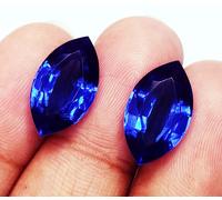 Naturale Zaffiro Blu 18 KT Taglio Marquise Forma Paio Loose Gemma Certificato