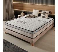 Naturalex - Materasso Matrimoniale 140x200 cm - Altezza 24 cm - Visco-Carbone - Schiuma Memory HR e Lattice Blu - Ergonomico, Semisolido, Ipoallergenico, Ventilato - Lato Invernale ed Estivo