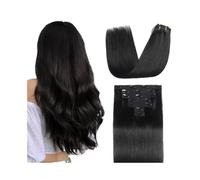 Naturali Extension con clip nere naturali for capelli umani, brasiliane, 100% Remy, lisce Extension Capelli(20inches,120g Set)