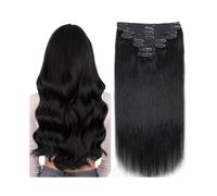 Naturali Extension di capelli umani con clip lisce a doppia trama, 8 pezzi, n. 1B, colore nero naturale Extension Capelli(26 inches,240g)