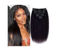 Naturali Extension di capelli umani con clip lisce e crespe, 8 pezzi/set, in capelli umani brasiliani al 100% Remy. Extension Capelli(20inches,240g)