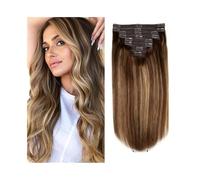 Naturali Extension for capelli con clip, capelli umani, set da 8 pezzi, 18 clip, sottili, for testa intera, con clip, capelli naturali Extension Capelli(16inches)