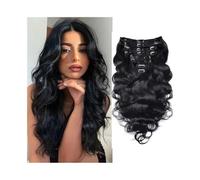 Naturali Extension for capelli con clip, lunghe, ondulate, ricci, nere, capelli umani, for feste quotidiane, posticci naturali Extension Capelli(18inches,120g)