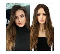 Naturali Parrucca per le donne Parrucca in fibra ad alta temperatura 22 pollici lunghi marrone ombre parrucche in pizzo sintetico for le donne capelli naturali wavy cosplay parrucche morbido resistent