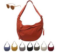 Naturally Crossbody Bag, Lightweight Large Capacity Dumpling Shoulder Bags, Women's Fashion Plain Color Nylon Hobo Bag
