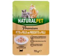 NaturalPet Premium Cat Adult Umido Bustine in Gelatina 70 gr - petto di pollo con prosciutto di pollo - Confezione da 6 pezzi - 1° ORDINE? scegli lo sconto BZR5 / BZR20 + 200 punti fedeltà