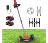 Naturalpowev Tagliabordi per Erba con Ruote 3 in 1 con 2 batterie e Caricabatterie, tagliaerba Leggero/tagliabordi/Mini-rasaerba per Giardino e Giardino