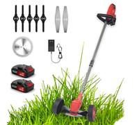 Naturalpowev Wacker Wacker Senza Fili su Ruote, Wacker Eater Elettrico Alimentato a Batteria con 3 Tipi di Lame e Batteria da 2 Pezzi, Decespugliatore Portatile per Giardino