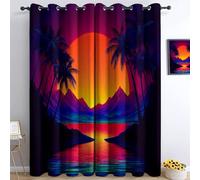 Naturamontagnepalmetramonto Tende Oscuranti Termiche Isolanti - Ridurre Il Rumore, Termiche Isolanti per Camera da Letto - 2 Pannelli per camera da letto soggiorno, Colore Arancione, 183 x 214 cm