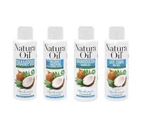 NaturaOil Travel Kit Shampoo + Balsamo Maschera + Bagnodoccia + Latte Corpo Olio di Cocco 4x100ml