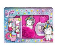 Naturaverde | Kids - Be A Unicorn - Confezione Regalo, Pon Pon Set, Eau de Toilette Natural Spray da 50ml e Burrocacao alla Faniglia da 5,7ml, Portachiavi con Pon Pon, 1