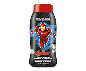 Naturaverde | Kids - Marvel Avengers - Doccia Shampoo per Bambini Iron Man, Sapone da Doccia per Corpo e Capelli, Prodotti per Igiene Bambini, con Estratti di Calendula e Camomilla BIO, 250ml