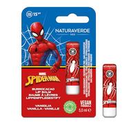 NATURAVERDE Kids -SPIDERMAN Burrocacao Vaniglia 5ml, Idratante e Protettivo con SPF 15, Ipoallergenico