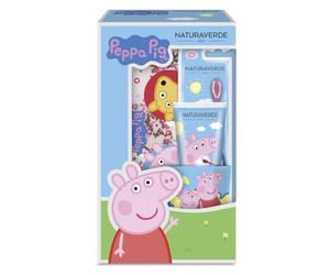 Naturaverde | Peppa Pig Gift Set Oral Care, Spazzolino da Denti Manuale, Dentifricio Bambini Gusto Fragola 75ml, Bicchierino e Pochette Glitter