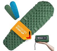 NATURBUMMLER® Materassino ultraleggero [Cloud Nap+] gonfiabile da campeggio (195 x 56 cm) - resistente alle intemperie e pieghevole - per trekking, escursioni, festival, viaggi (verde naturale)