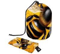 Nature Art Golden Bee Borsa cosmetica da viaggio per donne, borsa per cosmetici da viaggio pieghevole con coulisse, borsa da toeletta portatile, Natura Arte Ape d'oro,