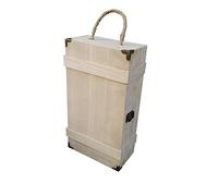 Nature by Kolibri Scatola per 2 bottiglie, in legno con coperchio e manico in corda (scatola per 2 bottiglie)