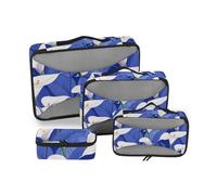 Nature Calla Lily Royal Blue 4 Pcs set organizzatore custodia da viaggio Mesh Travel Essentials cubi portatili per imballaggio