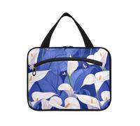 Nature Calla Lily Royal Blue Hanging borsa da barba per gli uomini viaggio con gancio, designer necessità borsa da toilette per viaggiatori zaino in spalla bolso viajero para mujer M, Nature Calla