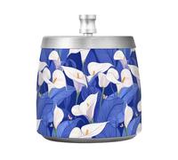 Nature Calla Lily Royal Blue Posacenere per sigari in acciaio inox con coperchio per patio, balcone interno, carino antiscivolo decorativo esterno ceniceros para exteriores