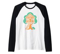 Nature casa sull'albero in Alberi Simple casa sull'albero Maglia con Maniche Raglan
