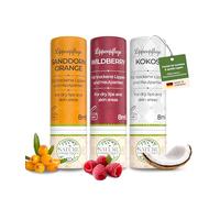 Nature Cosmétique® - 3 pezzi per la cura delle labbra secche e screpolate - con cera d'api, olio di jojoba e vitamina C - Manicotto di carta sostenibile - Made in Germany