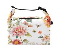 Nature Dahlia - Borsa per il pranzo per ragazze, regolabile, isolata, per lavoratori in ufficio, colore: bianco