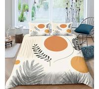 Nature decorcopripiumino morbida microfibra 3 pezzi motivo 3D cerniera nascosta Minimalist botanical art Set Di Copripiumino con federe per cuscini soffice for adulti Double（200x200cm）