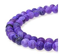 Nature Frost Cracked Dream Fire Dragon Veins - Perle di agata rotonde per la creazione di gioielli, braccialetti e collane fai da te, 38,1 cm (10 mm, viola)