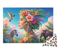 Nature Goddess 1000 Pezzi Jigsaw Puzzle Carta Riciclata Elephant Zebra Puzzles for Boy & Girl Ages 6 Years Up Tempo di Gioco Familiare Props Great Regalo Idea Home 52x38cm/1000pcs