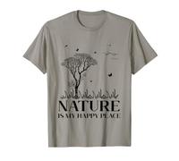 Nature Is My Happy Place Hiking Camping Outdoor Lover Lovely Maglietta
