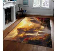 Nature Landscape - Tappeto rettangolare grande con cascata di montagna, a pelo basso, per interni ed esterni, per corridoio e patio, 160 x 220 cm