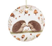 Nature Lovely Hedgehog Lovers - Ciondolo rotondo in ceramica da appendere, decorazione per la casa su entrambi i lati, in ceramica, leggera e resistente, regalo per casa, feste, donne e uomini