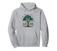 Nature Lover Albero della Vita, Ecologico Felpa con Cappuccio, Unisex per Adulti, Grigio Melange, L