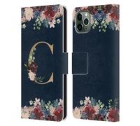 NATURE MAGICK FLORAL MONOGRAM GOLD NAVY CUSTODIA A PORTAFOGLIO PER APPLE iPHONE